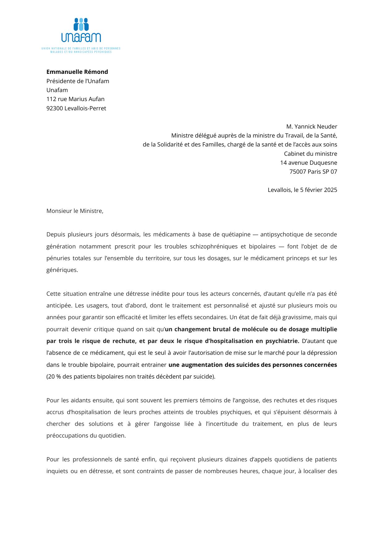 Lettre -UNAFAM